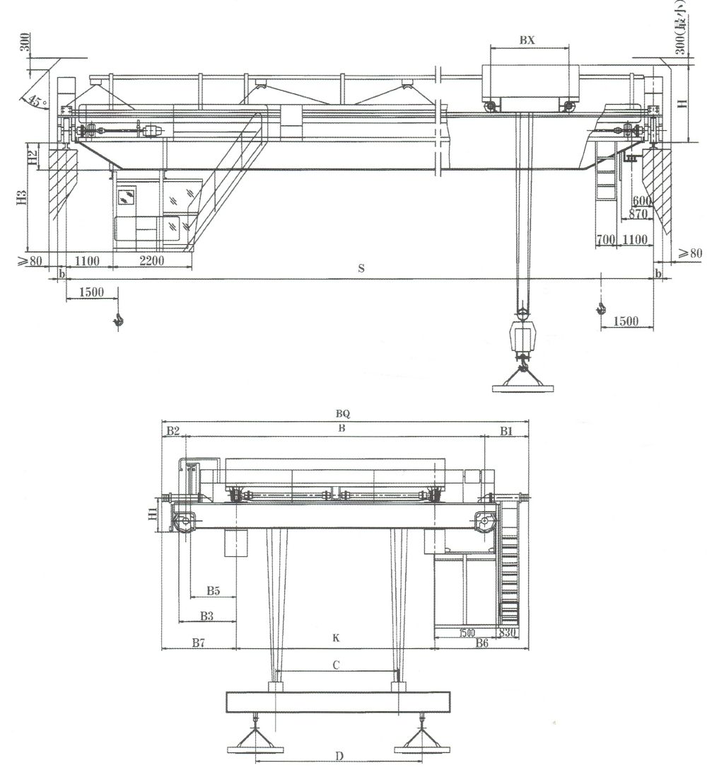 QCL型電磁掛梁橋式起重機(jī)外形與主要尺寸圖.jpg