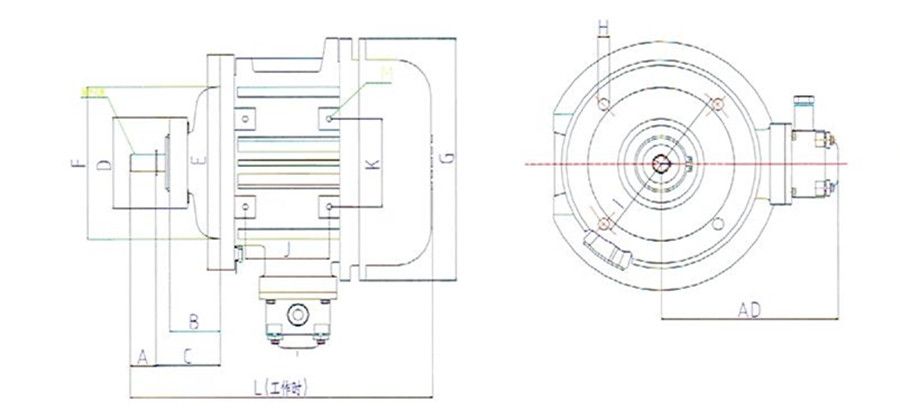 BZDI隔爆型錐形轉(zhuǎn)子三相異步電動機外形尺寸圖